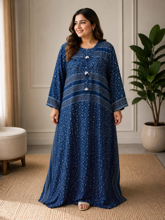 Ajrak Navy Kaftan   0833
