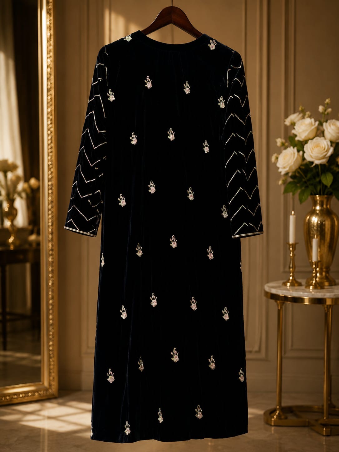 Micro Velvet Embroided 3 Piece Suit 0814