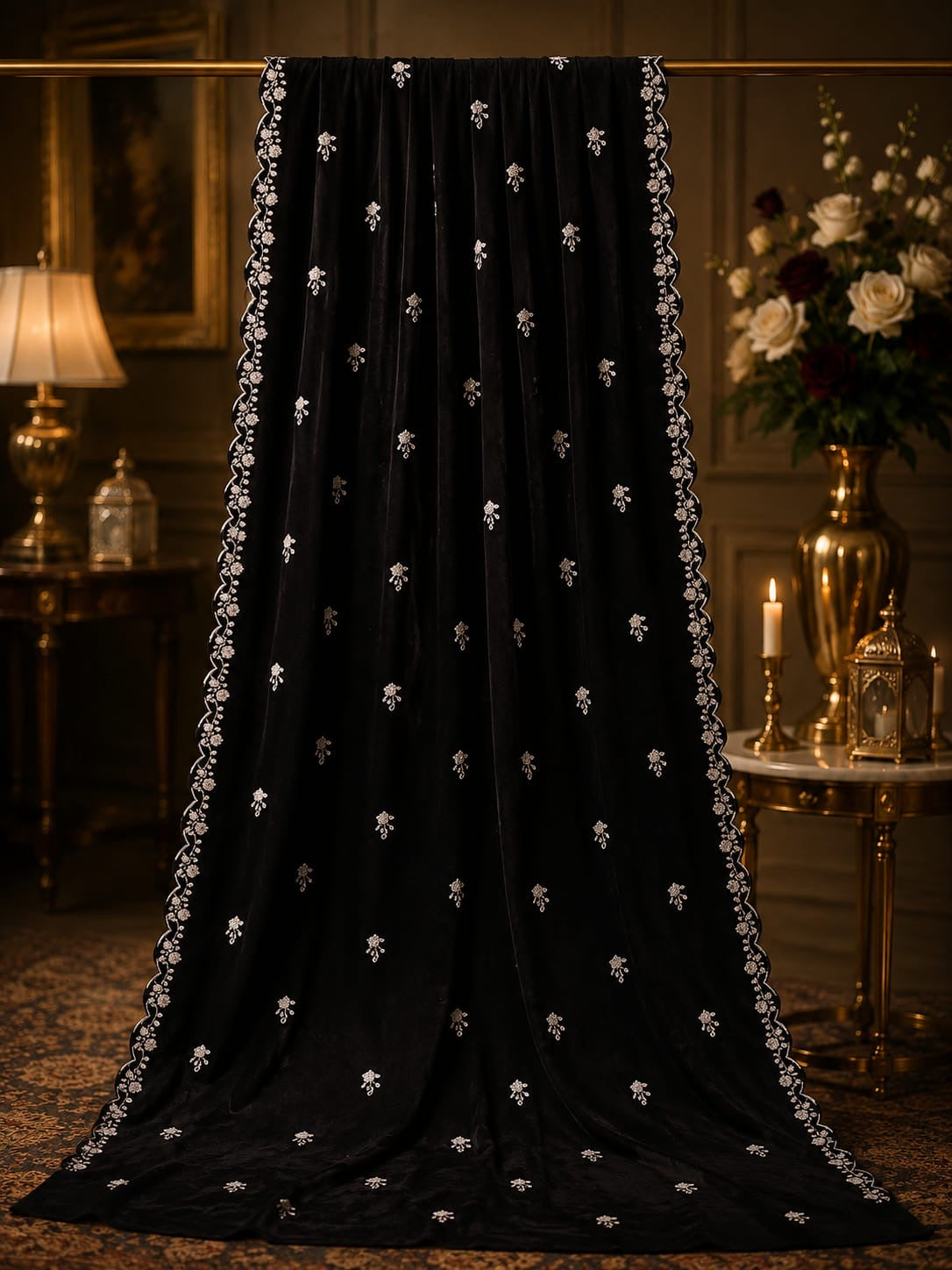 Micro Velvet Embroided 3 Piece Suit 0814
