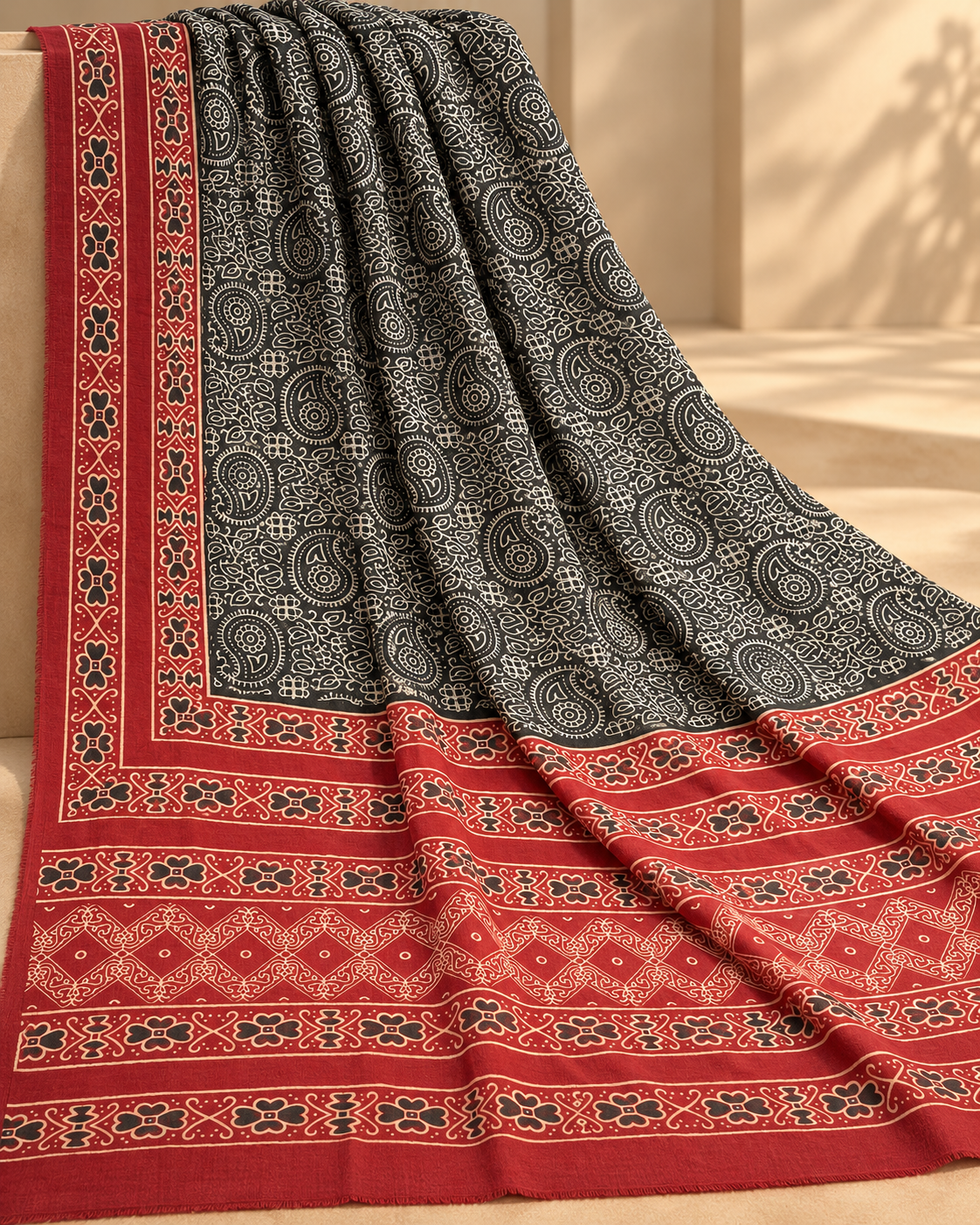 Ajrak Noir – Organic Dyed 2PC (0457)