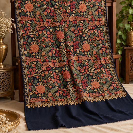 Midnight Bloom Embroidered Stole 0883