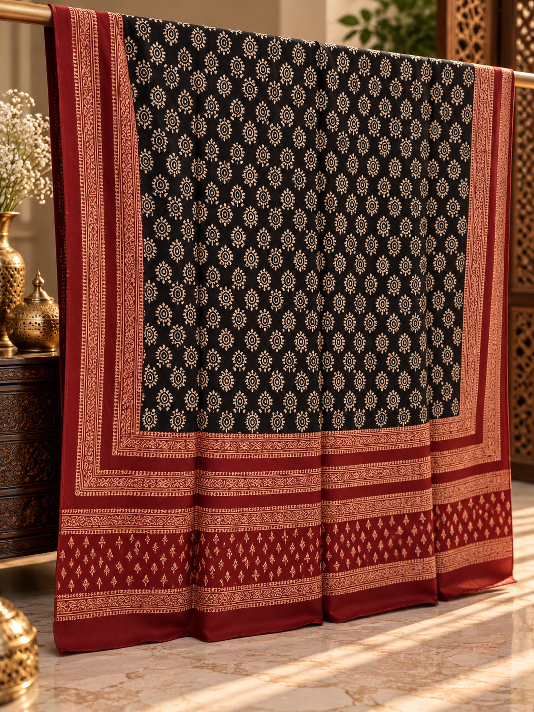 Ajrak Noir – Organic Dyed 2PC 0915