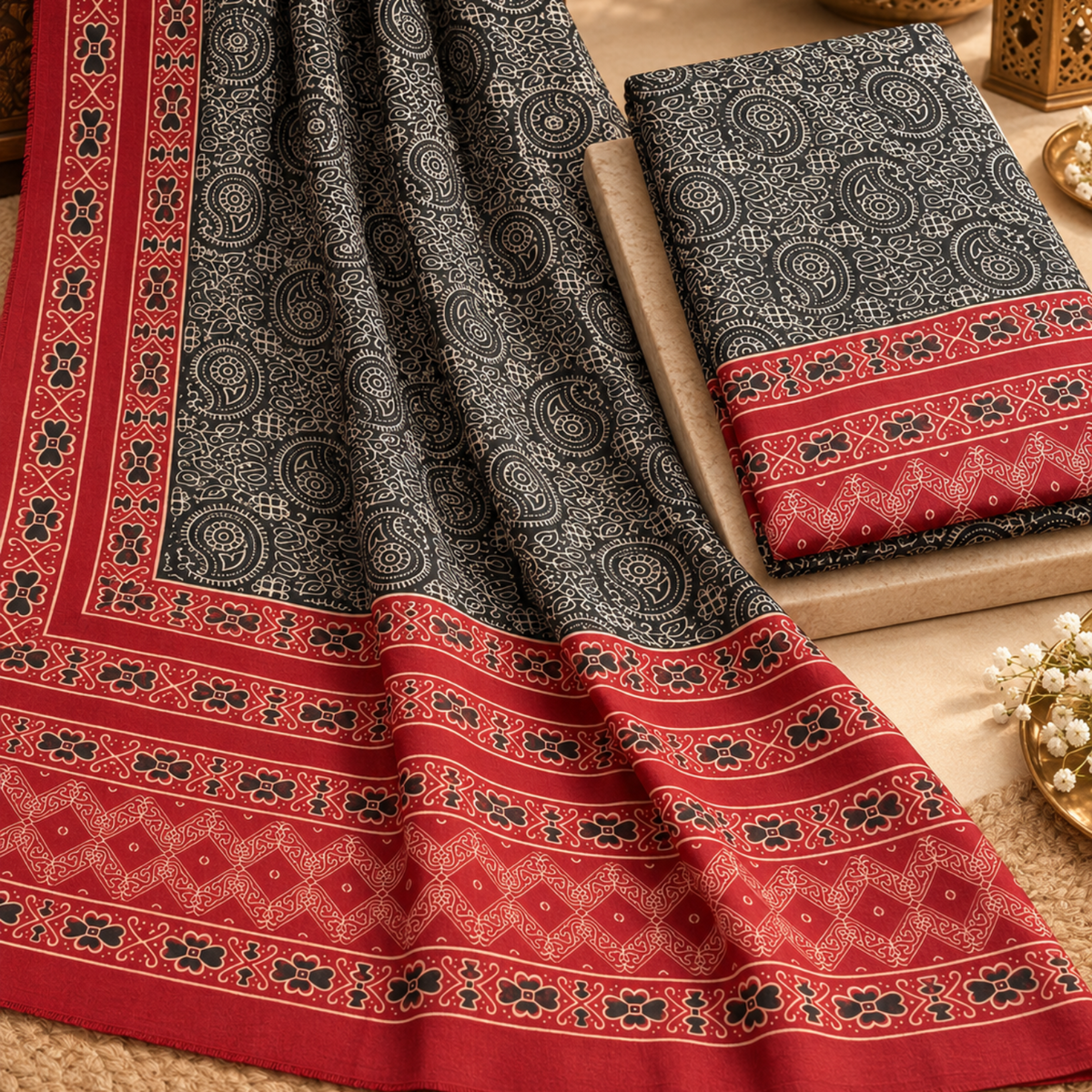 Ajrak Noir – Organic Dyed 2PC (0457)