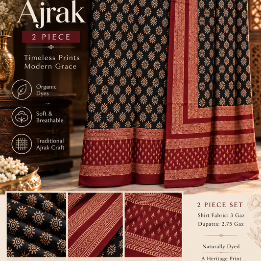 Ajrak Noir – Organic Dyed 2PC 0915