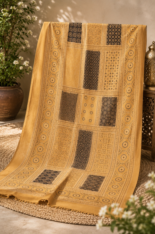 Ajrak parch work dupatta 0703