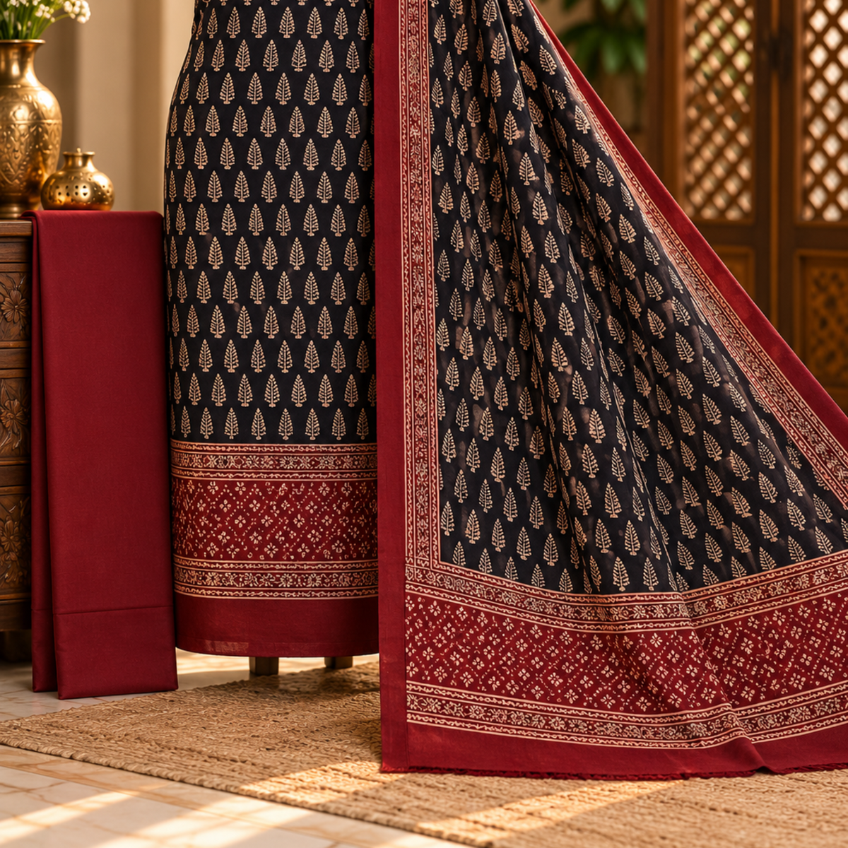 Ajrak Noir – Organic Dyed 2PC 0920