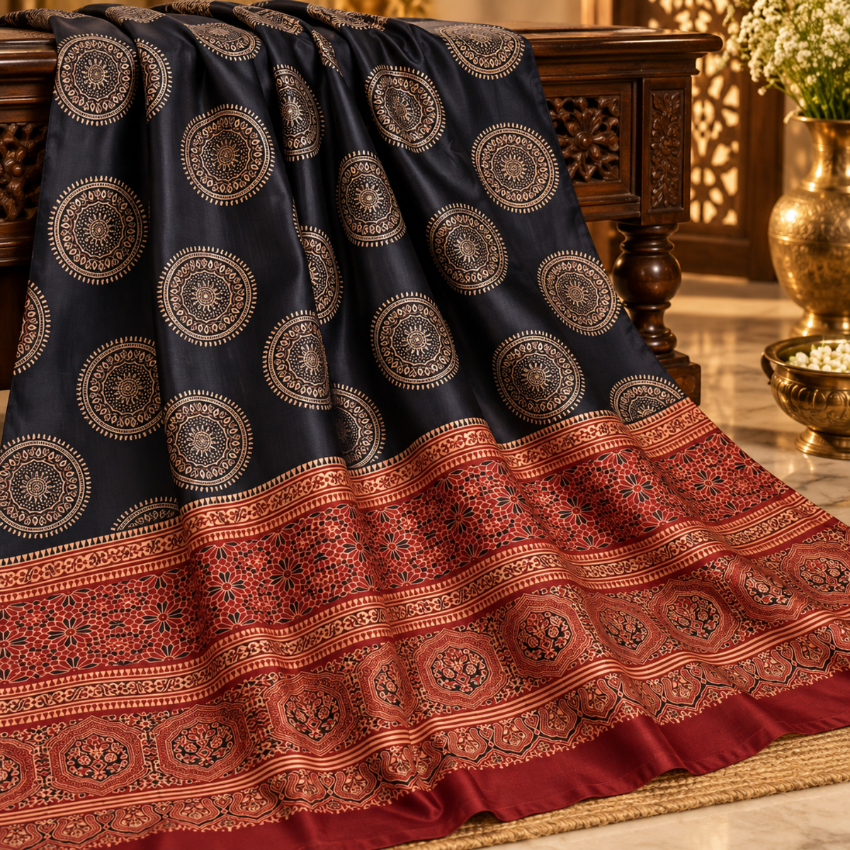 Organic Dyed Shamos Silk Ajrak Shirt 0912