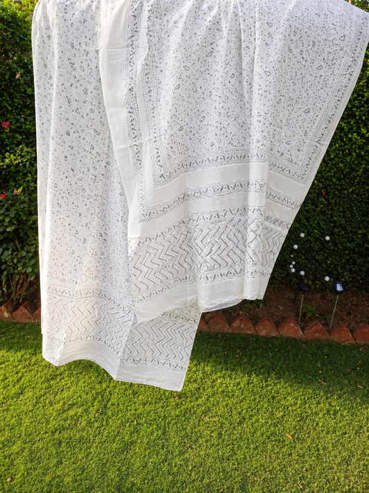Ajrak Silver block print 0016