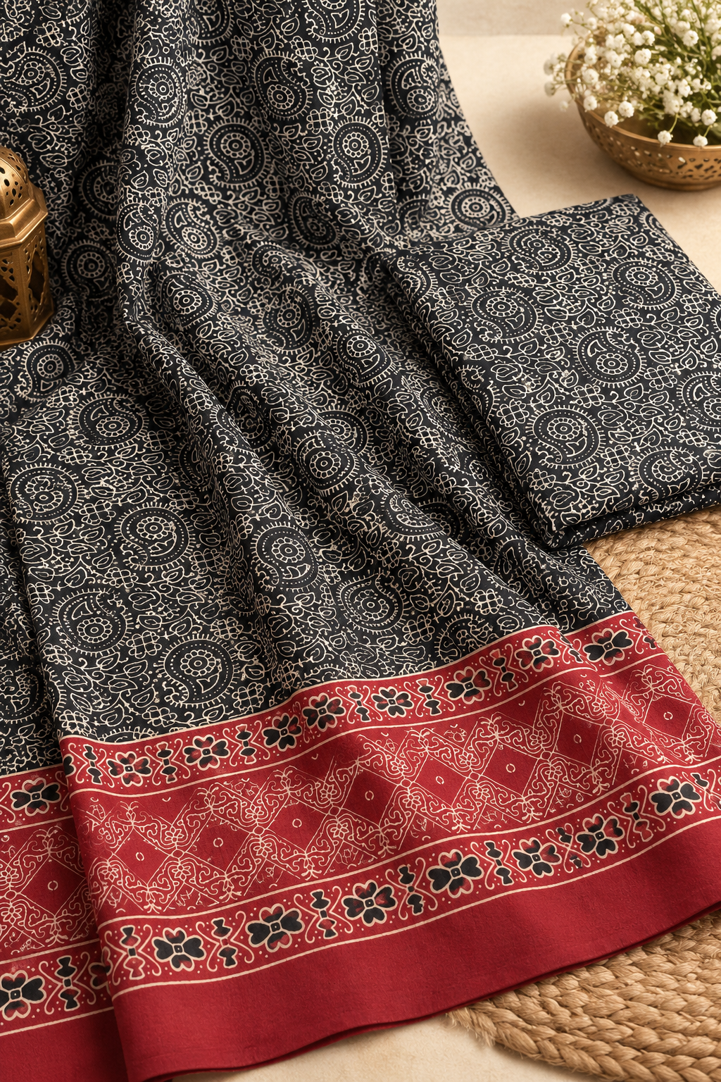 Ajrak Noir – Organic Dyed 2PC (0457)