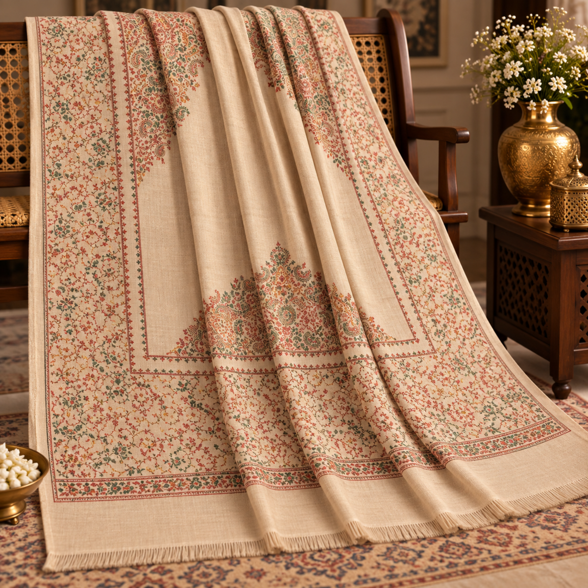 Gulrukh Handcrafted Needle Work Shawl - 0898