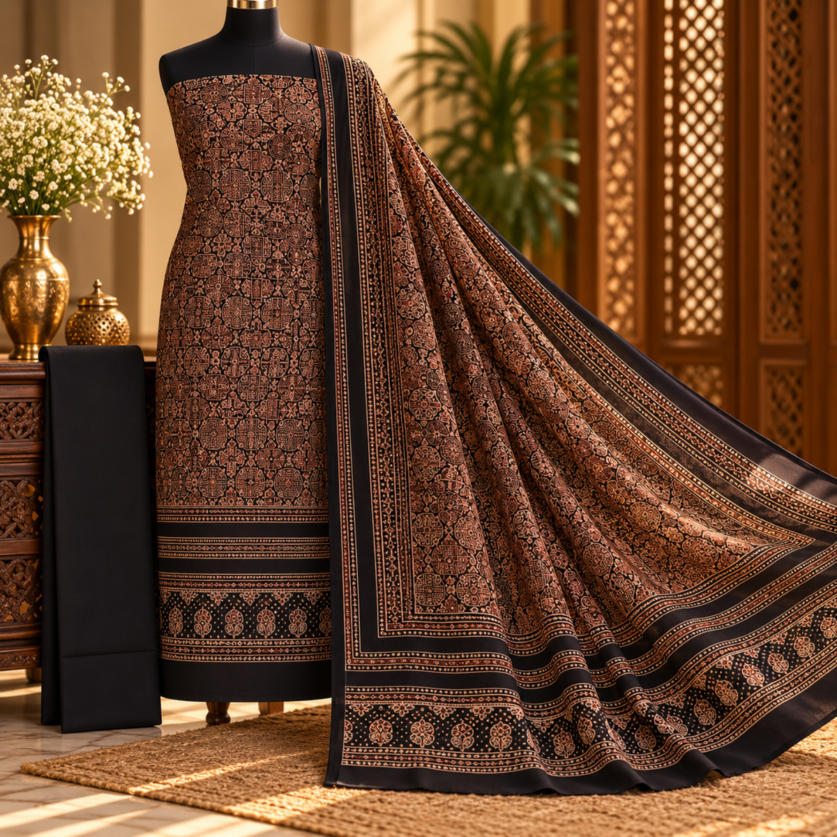 Ajrak Noir – Organic Dyed 2PC 0921