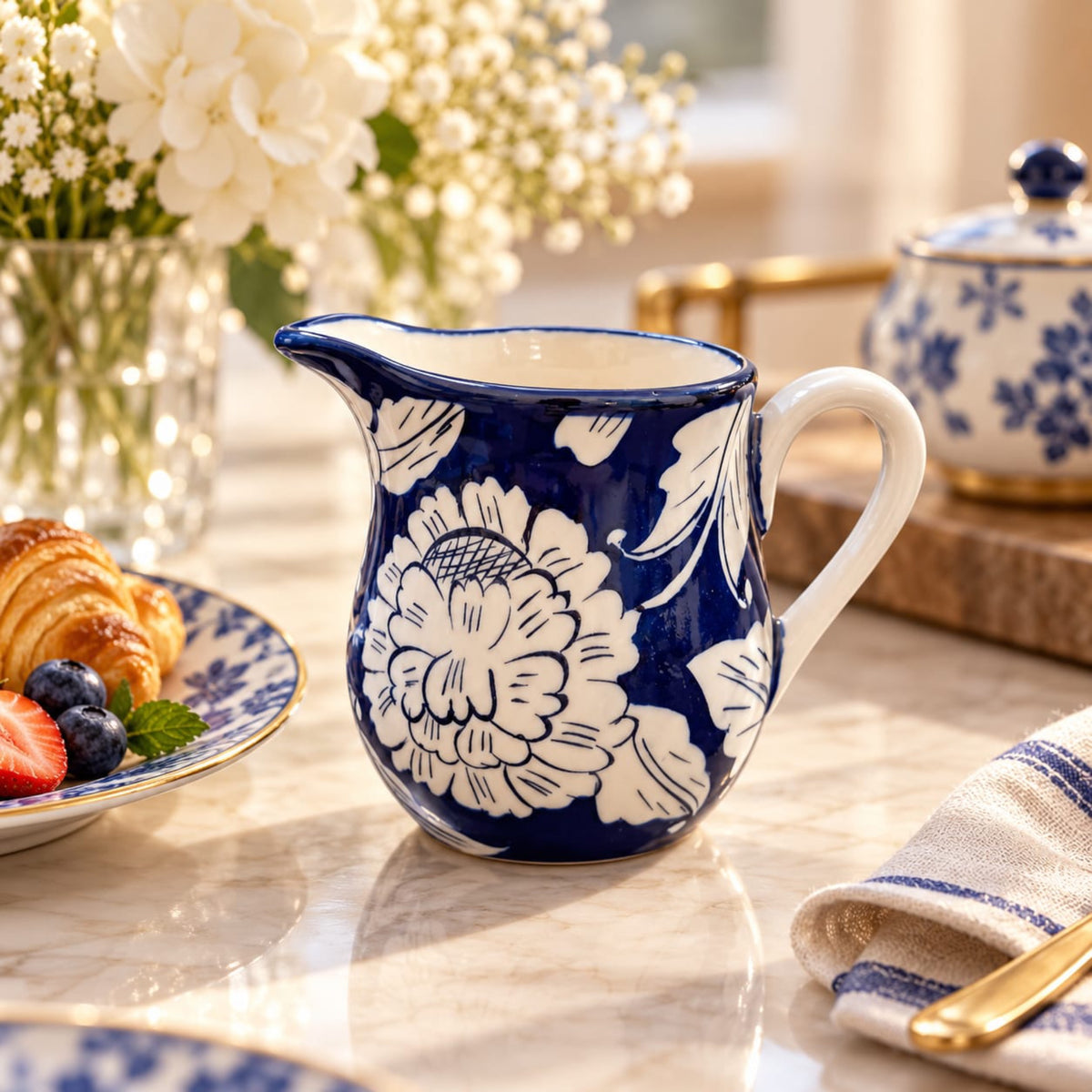 Blue Pottery Milk Pot 0951