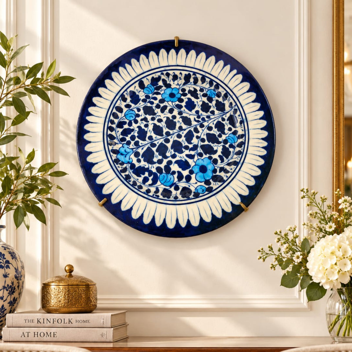 Blue Pottery Floral Wall Plate 0942