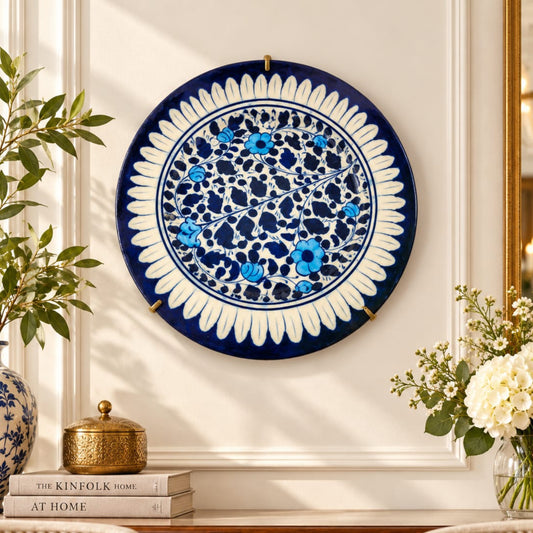 Blue Pottery Floral Wall Plate 0942