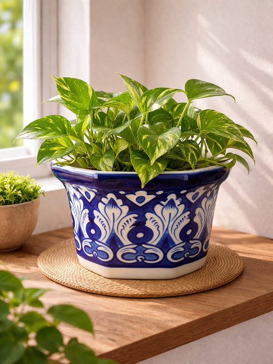 Blue Pottery Planter 0006